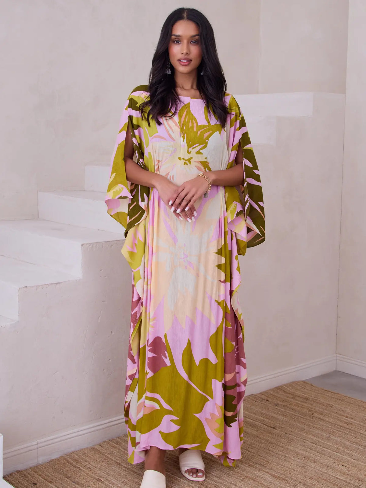 Polychromatic Flowery Kaftan- One Size