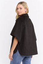 Black Wool blend Cape Jacket