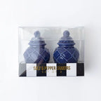Navy Textured Jar Salt & Pepper Shaker Boxed Set