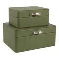 S/2 7/9" Rounded Corner Boxes, Green
