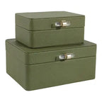 S/2 7/9" Rounded Corner Boxes, Green