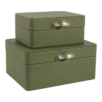 S/2 7/9" Rounded Corner Boxes, Green