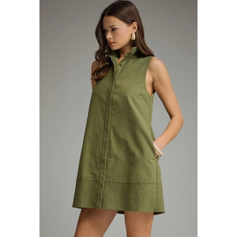 Green Collar Sleeveless Dress