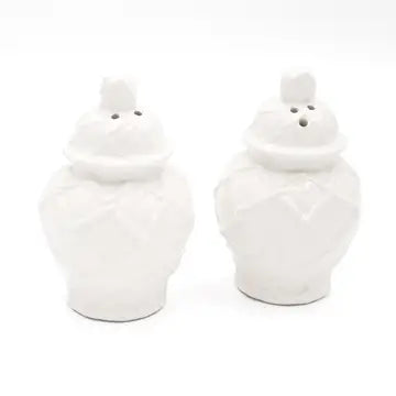 White Textured Jar Salt & Pepper Shaker Boxed Set