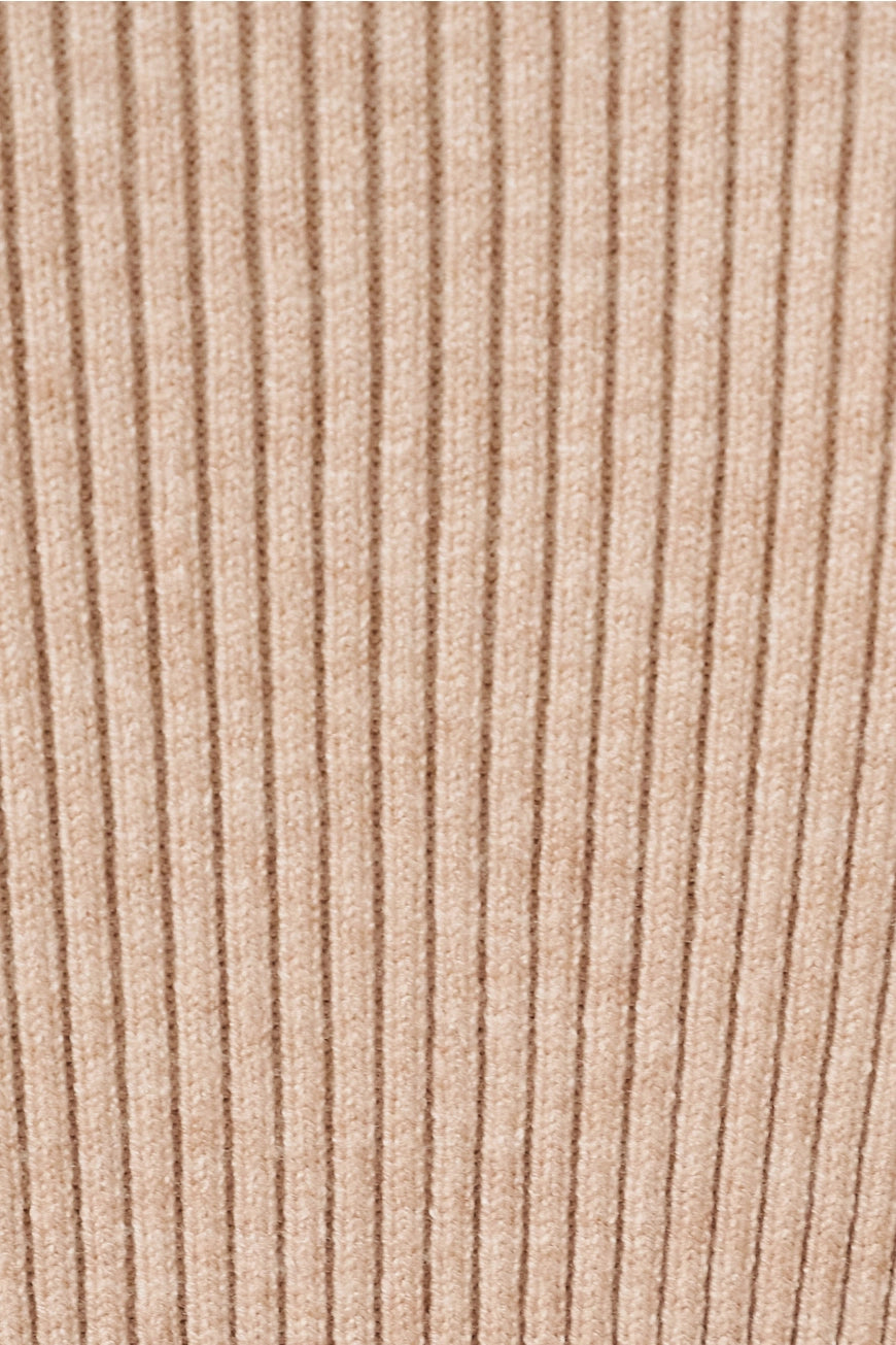 Ribbed Belted Side Slit Sweater Midi Dress