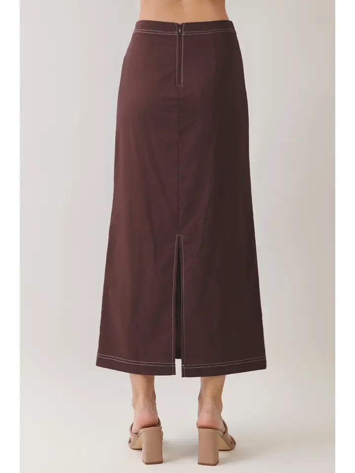Contrast Stitch Maxi Skirt