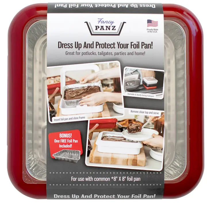 Square Set - 8 x 8 Foil Pan Carrier w/ Serving Spoon - Red