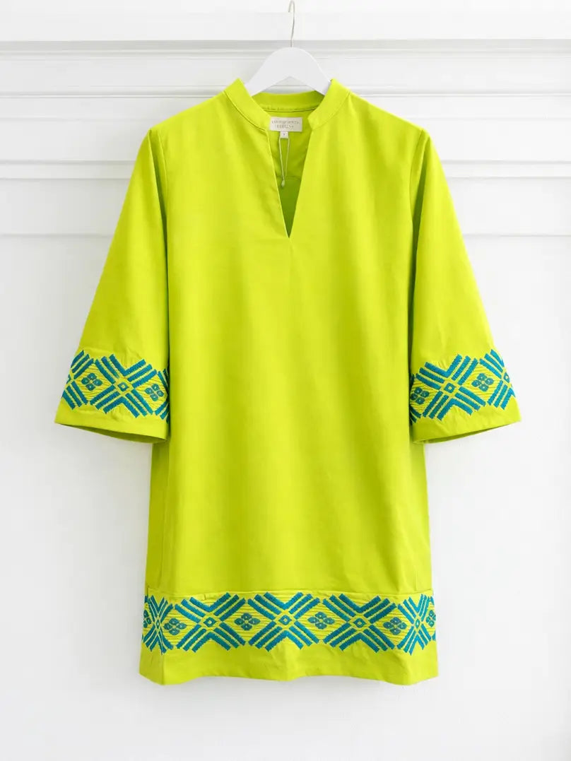 Chartreuse Embroidered Dress