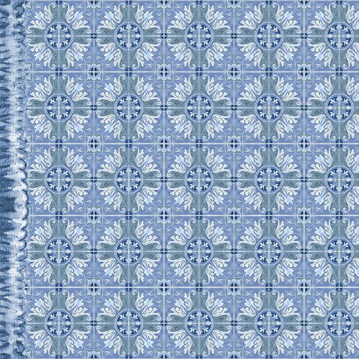 Blue Talavera Tiles Vinyl Floor Mat - Small