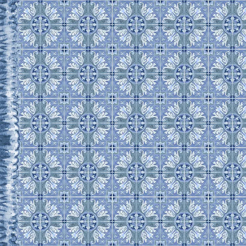 Blue Talavera Tiles Vinyl Floor Mat - Small