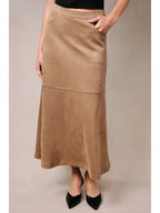 Suede A-Line Midi Skirt