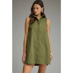 Green Collar Sleeveless Dress