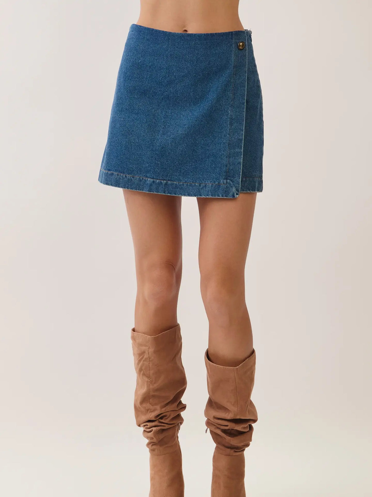 Wrap Front Denim Skort
