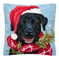 Holiday Black Lab Hook Pillow