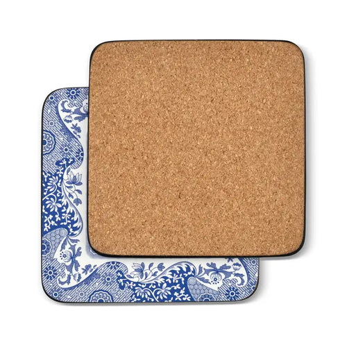 Blue Italian Coasters Set of 6 - MDF, Cork Backed Blue Italian