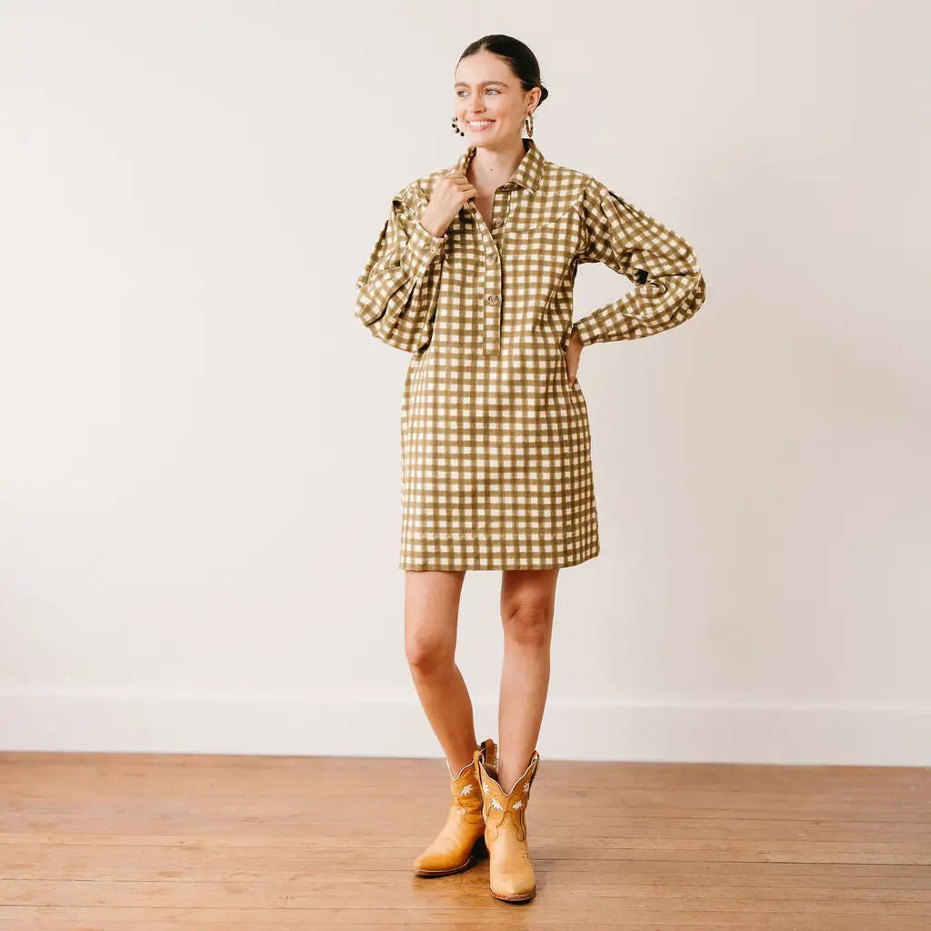Sunshine Tienda Green Gingham Dress