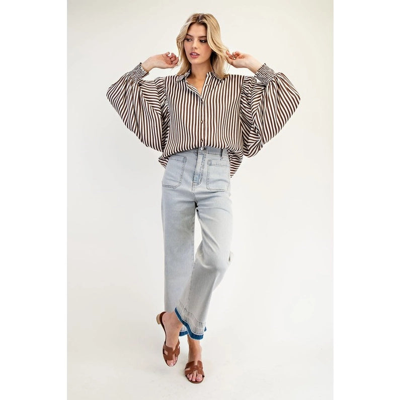 Brown & White Striped top