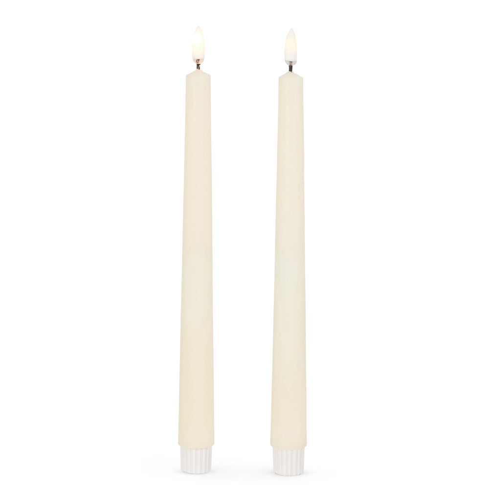 12.5" flamless Taper Candle Ivory