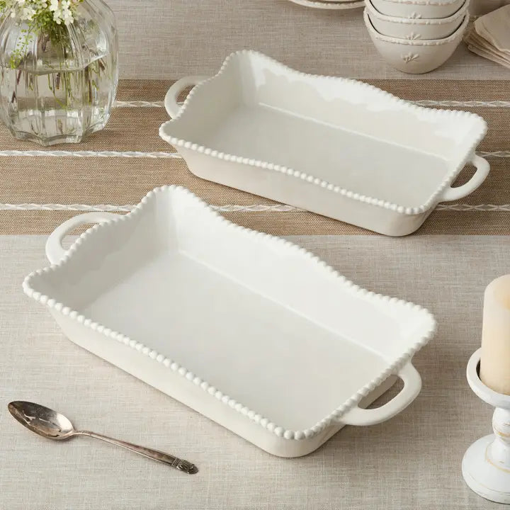 Perlette Cream Large Rectagular Baker 16in x 10.25in