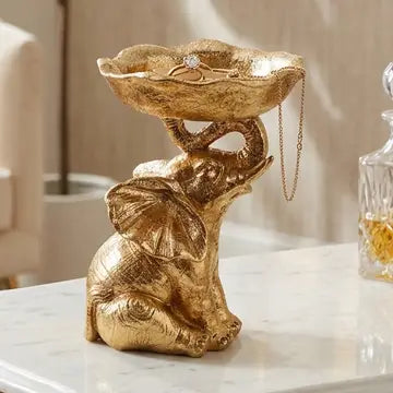 Decorative Bowl - Gold Resin Elephant Trunk, 6 in.
