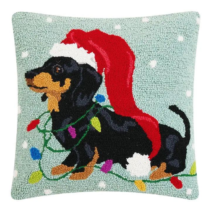 Christmas Dachshund w/Long Hat Hook Pillow