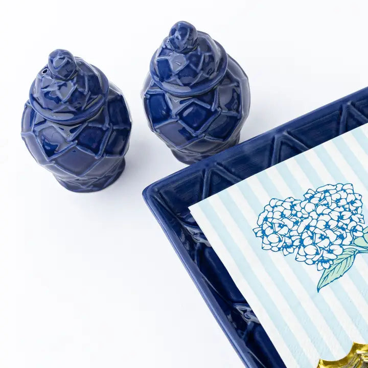 Navy Textured Jar Salt & Pepper Shaker Boxed Set