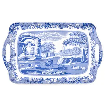 Blue Italian Large Melamine Handled Tray - Melamine Blue Italian
