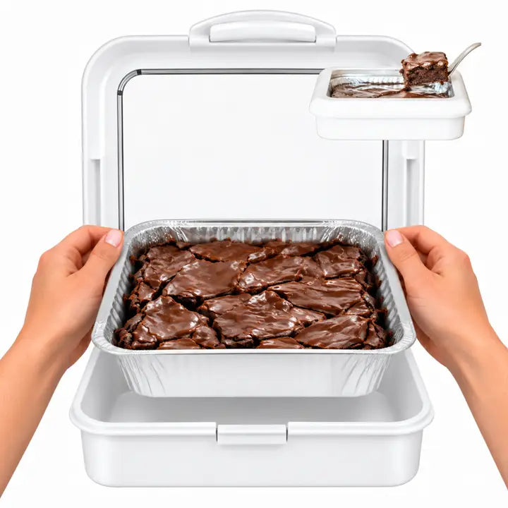 Square Set - 8 x 8 Foil Pan Carrier w/ Serving Spoon - White