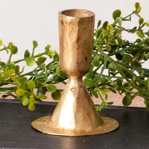 Gold Tone Hammered Candle Holder