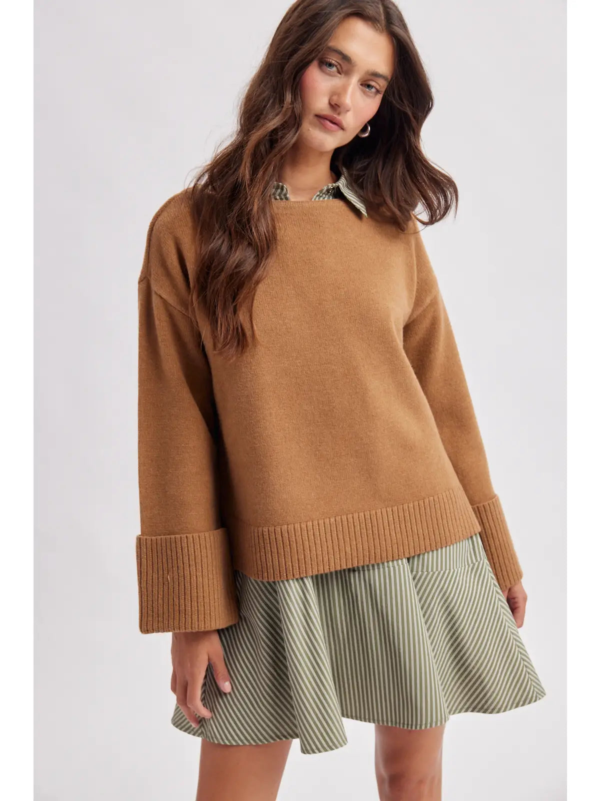 Mocha Wide Sleeve Cuff Sweater