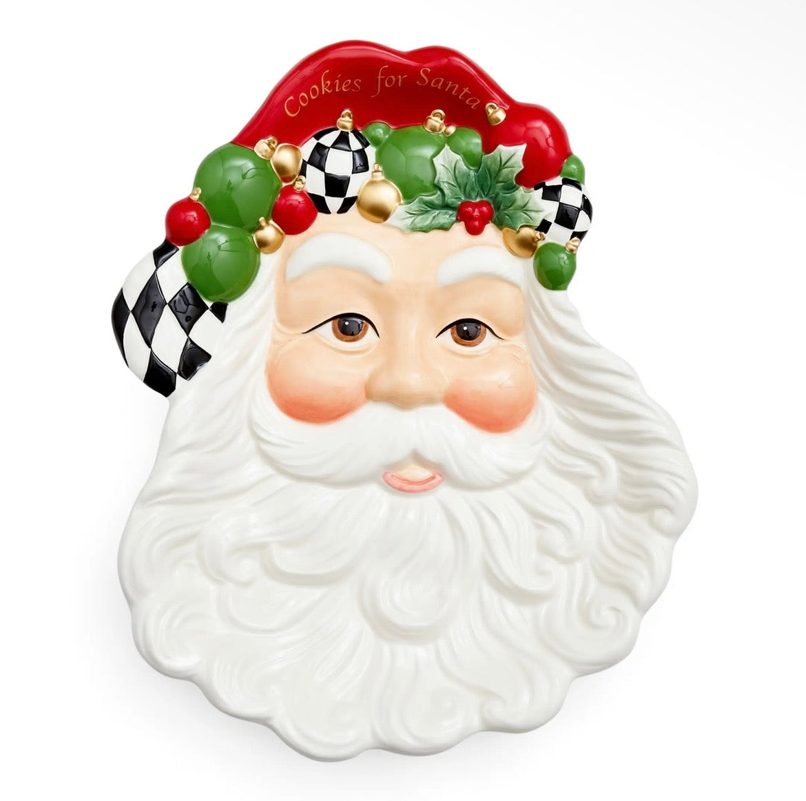 Figural Black and White Santa Plate - Christmas Tree Blk/Wht