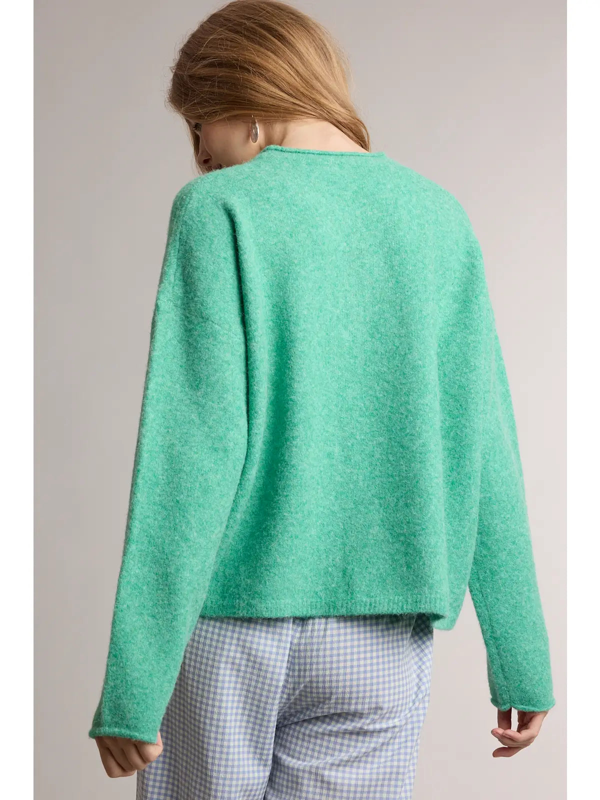 Green Henley Button-Neck Sweater