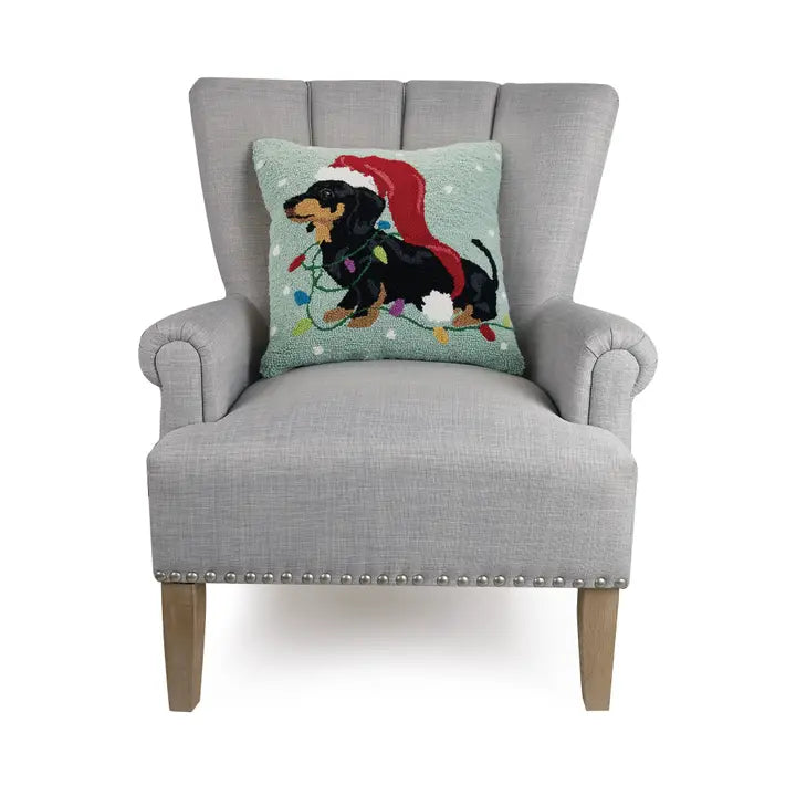 Christmas Dachshund w/Long Hat Hook Pillow