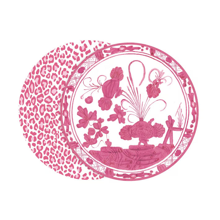 VIDA Faenza and Leopard Reversible Placemats Set of 4 (Pink and White)
