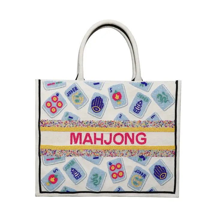 MAHJONG TOTE - Ivory/Multi/Fuchsia
