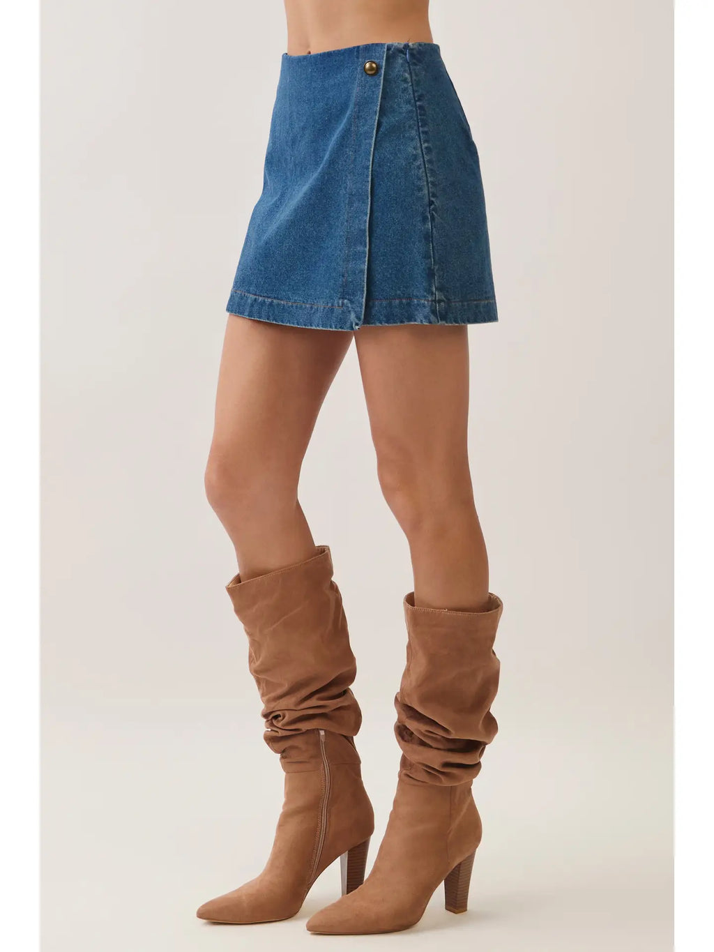 Wrap Front Denim Skort