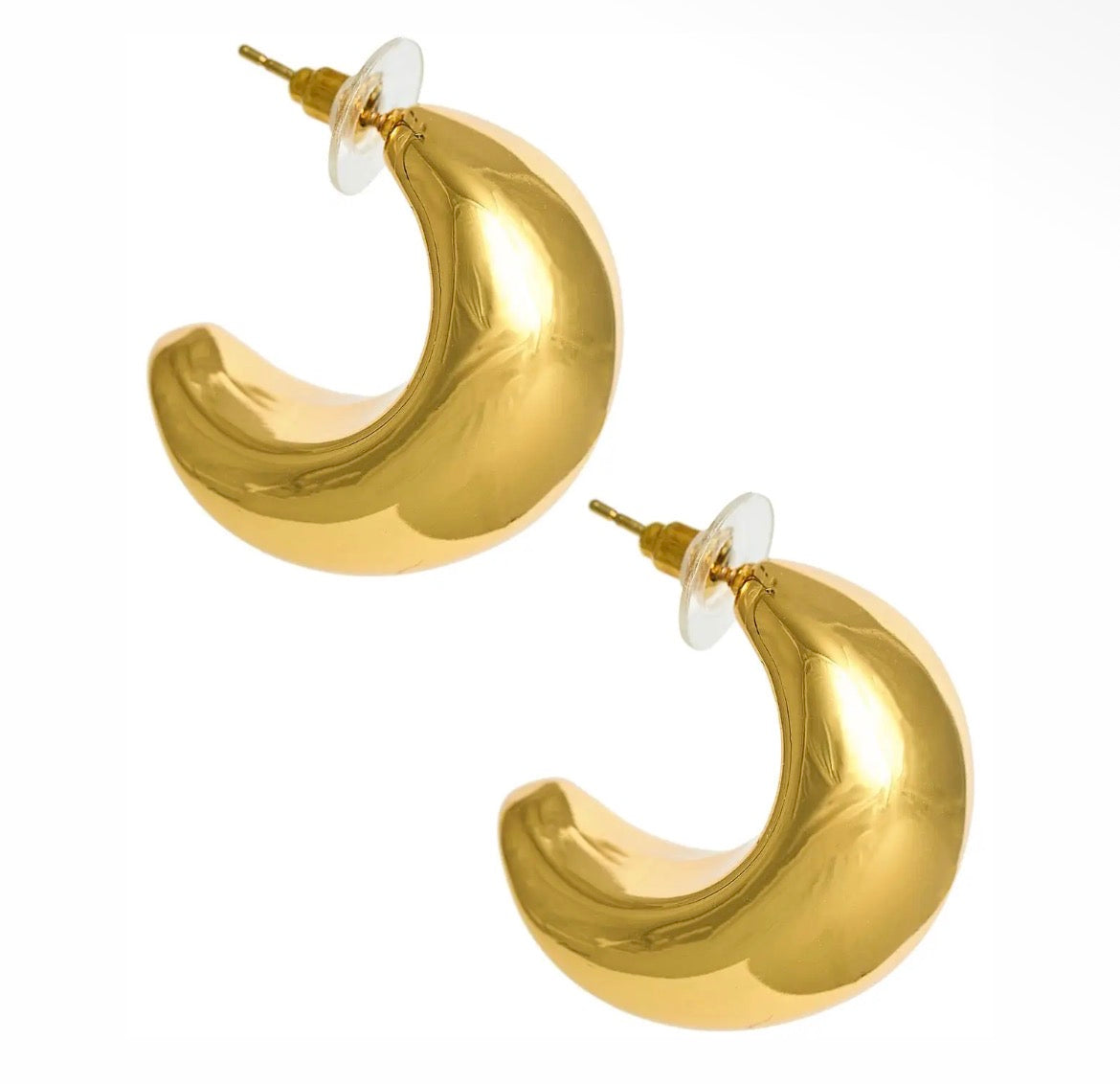 Goldie - Hollow Puffy 18k Gold Plated Hoop Earring  - Meeghan Mullin Collection - WS