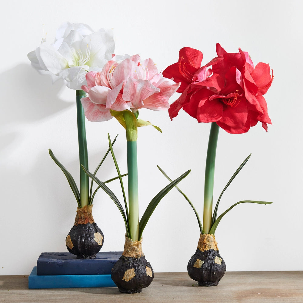 19" White Real Touch White Amaryllis Bulb