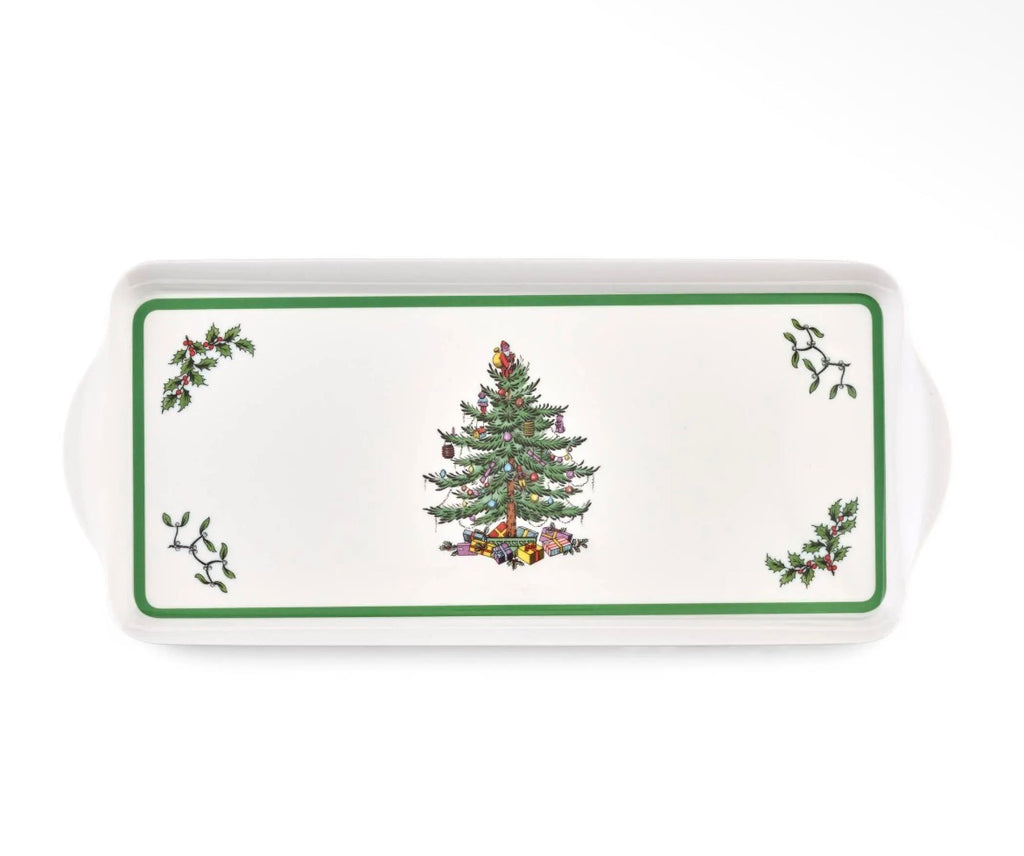 Christmas Tree Large Handled Tray - Melamine Christmas Tree