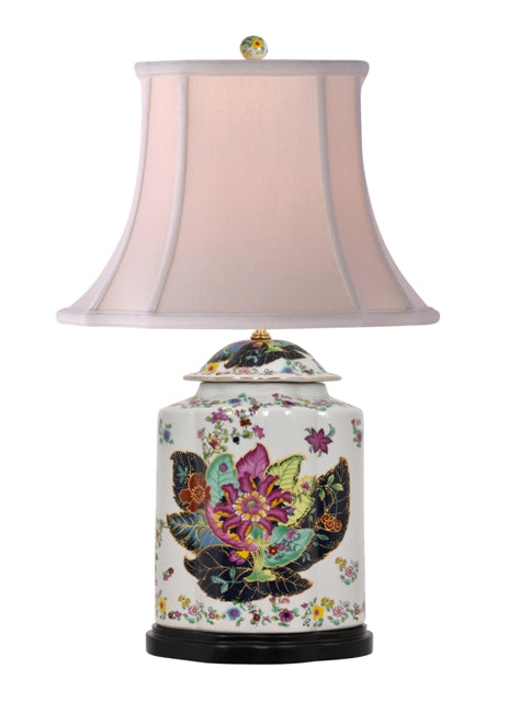 27"  Tobacco Leaf Porcelain Lamp