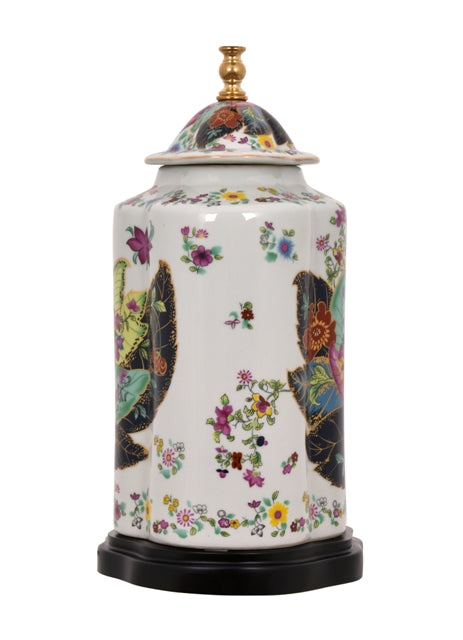 27"  Tobacco Leaf Porcelain Lamp