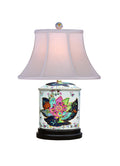 18" Porcelain Tobacco Leaf Oval Flatjar Lamp