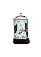 18" Porcelain Tobacco Leaf Oval Flatjar Lamp