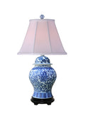 HAND PAINTED B/W PORCELAIN JAR LAMP