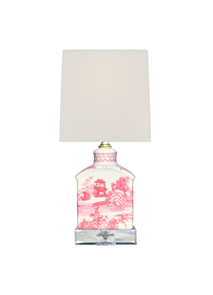 13" Pink Porcelain  Mini Lamp
