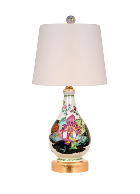 17" Tobacco leaf Gold bottom Lamp