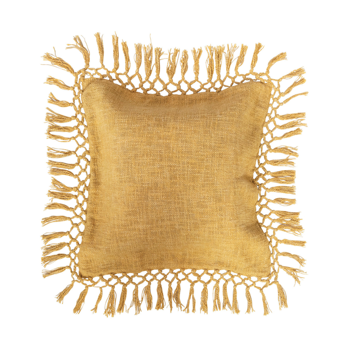 Mustard Yellow Fringe Pillow