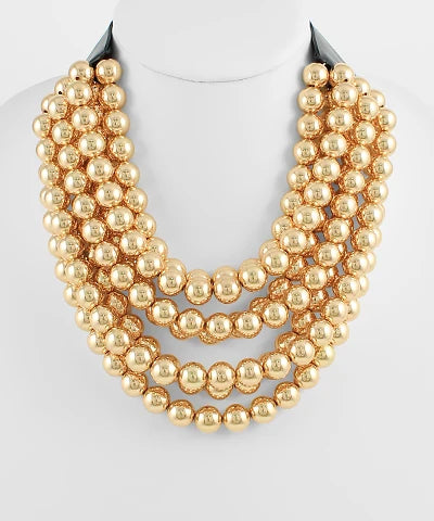 Multi Layer CCB Ball Necklace- GOLD