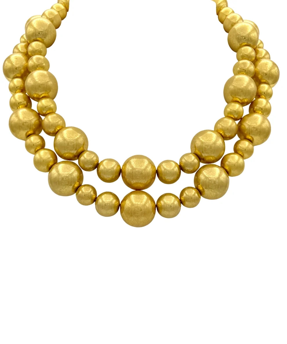 25mm & 15mm Ball Necklace- Vintage Gold