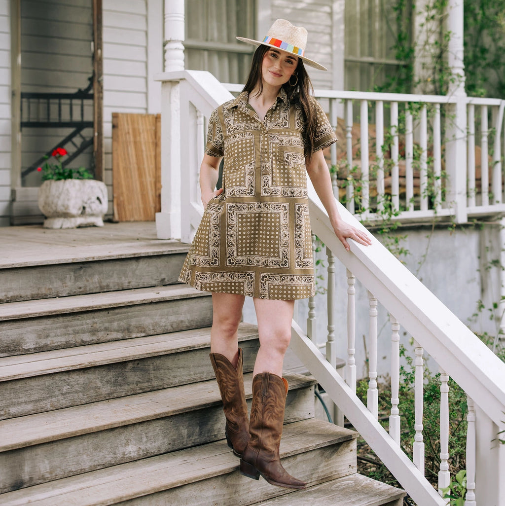 Sunshine Tienda Olive Bandana Getaway Mini Dress